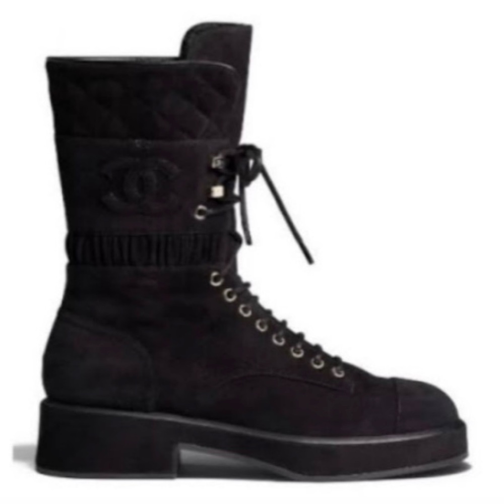 CHANEL | Plain Toe Round Toe Lace-up Casual Style Suede Plain 38.5